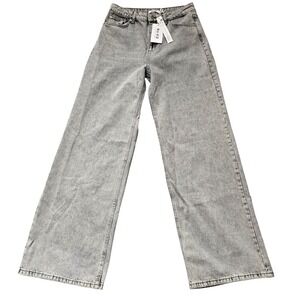 NA-KD Jeans Womens 40 Gray Straight Leg High‎ Rise Relaxed Fit Denim NWT